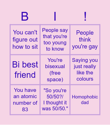 Bisexual bingo Card