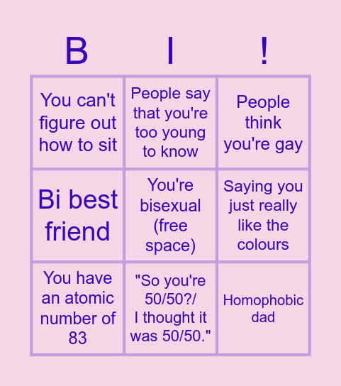 Bisexual bingo Card