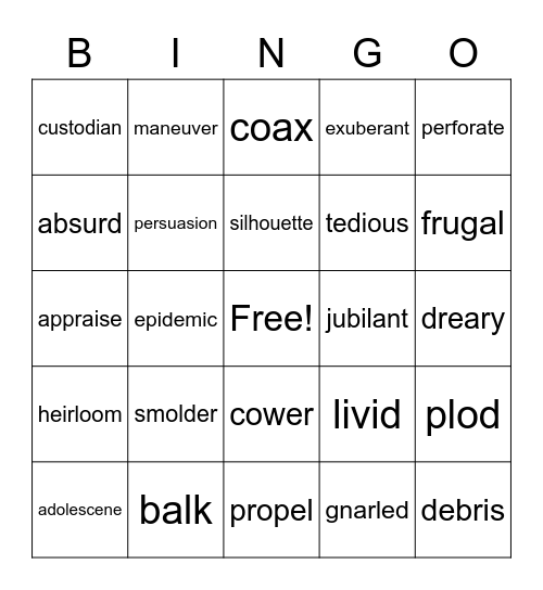 List 5 + Bingo Card