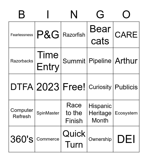 September 2022 Bingo Card