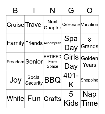 Bernie's Retirement Party Bingo Card