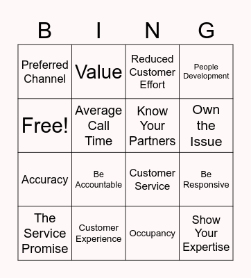 CX Bingo Card