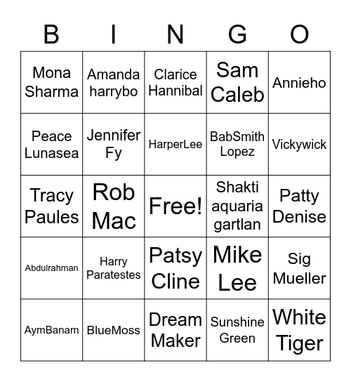 PII Bingo Card