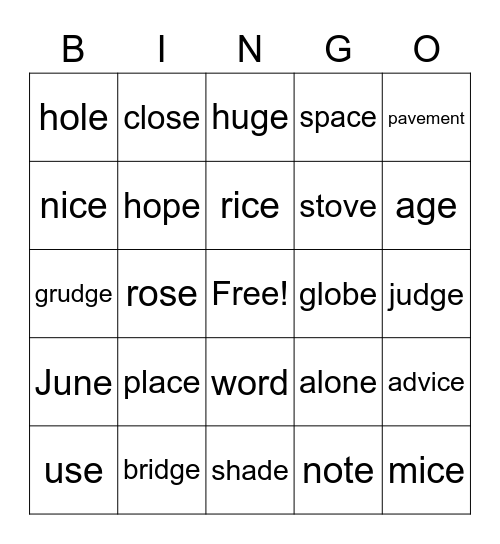 Unit 6 Bingo Card