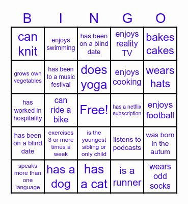 Icebreaker Bingo Card