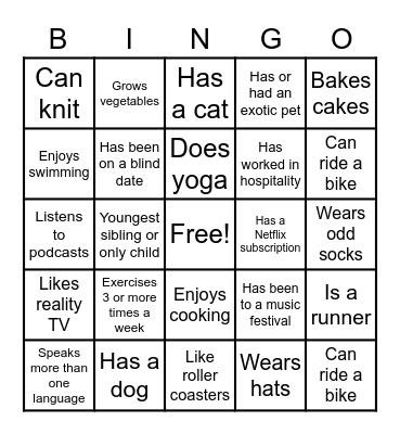 Icebreaker Bingo Card