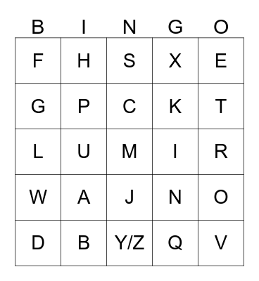 ALPHABET BINGO Card