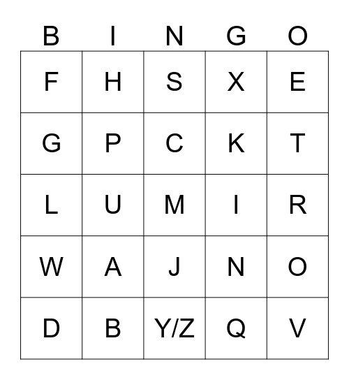 ALPHABET BINGO Card