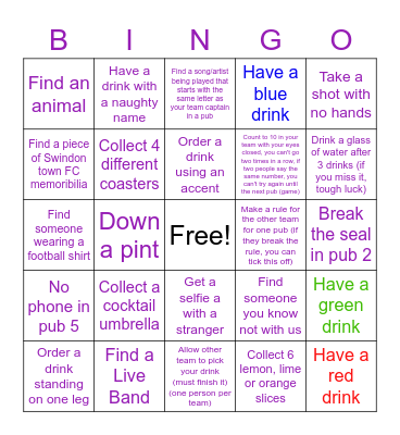 David & Jake Birthday Pub Crawl Bingo Card