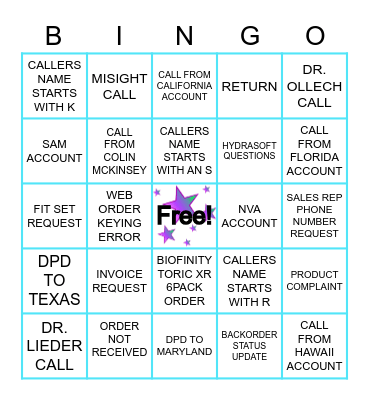 CUSTOMER SERVICE STAR BINGO Card
