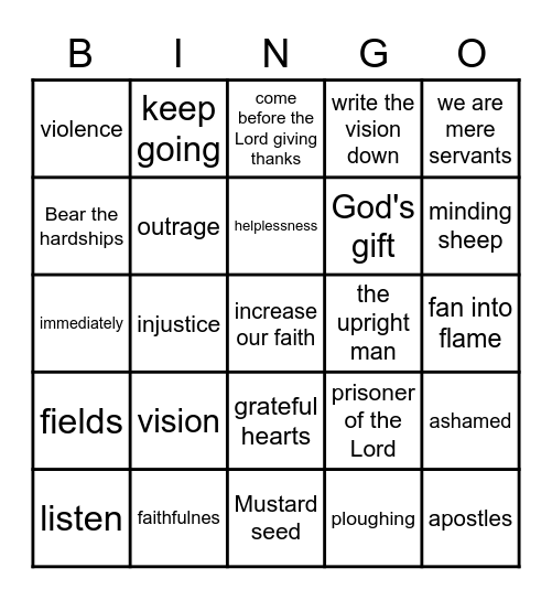 Number 1-15 Bingo Card
