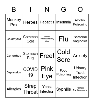 Health Bingo Card