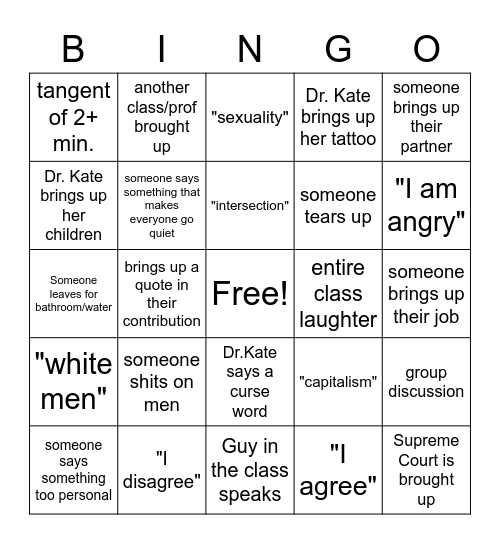 GWS 449 BINGO Card