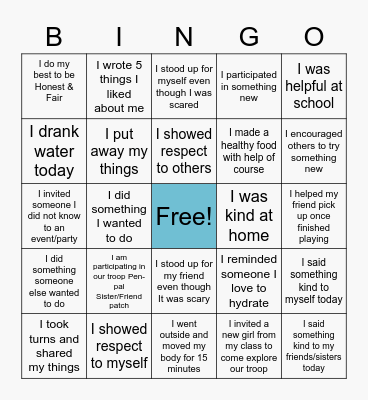 I am a Friend/Sister to Every GIrl Scout Bingo Card