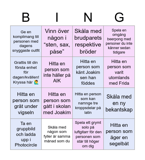 ❤️ Frida & Joakim 💍 Bingo Card