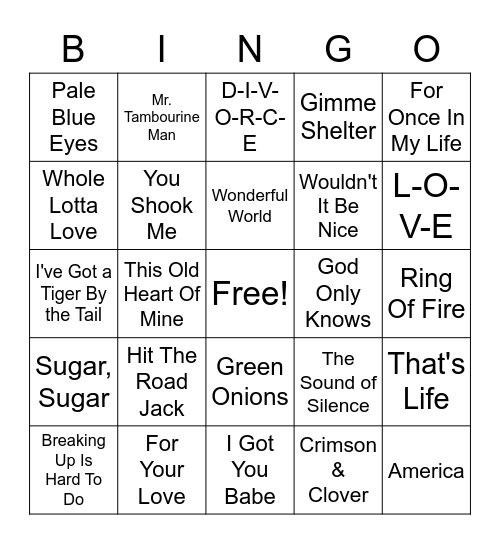 60's BBS Round 1 22 Bingo Card