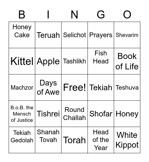 Rosh Hashanah 5783 Bingo Card