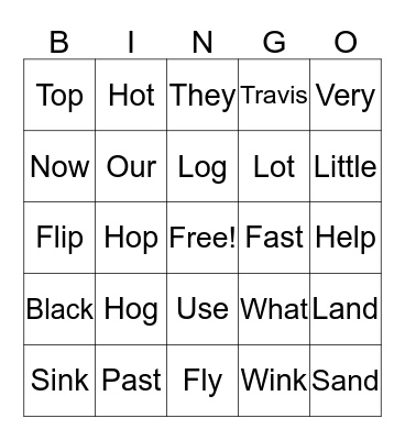 SPELLING BINGO Card