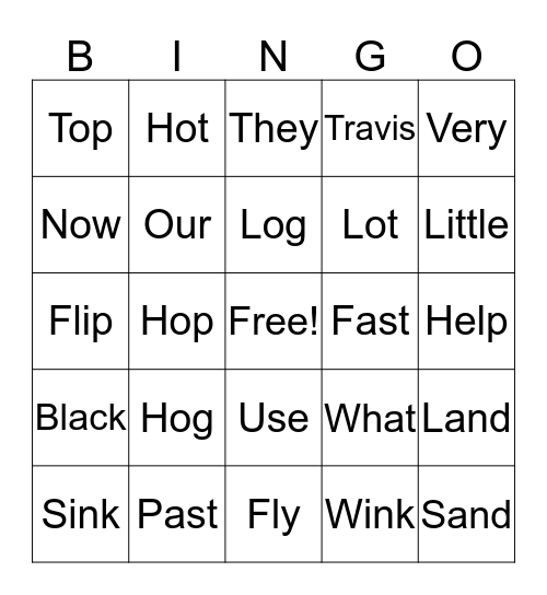 SPELLING BINGO Card