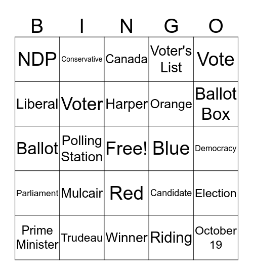 Voting in Canada Bingo Card