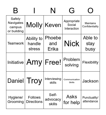 Project SEARCH Bingo Card