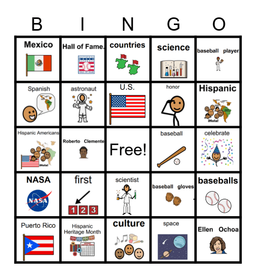 Hispanic Heritage Month Bingo Card