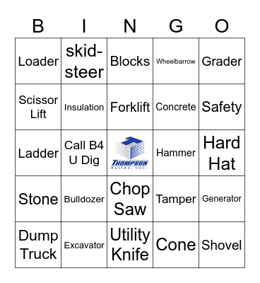 Construction Bingo Card