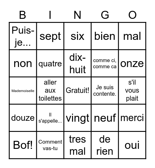 Helen Oji Bingo Card