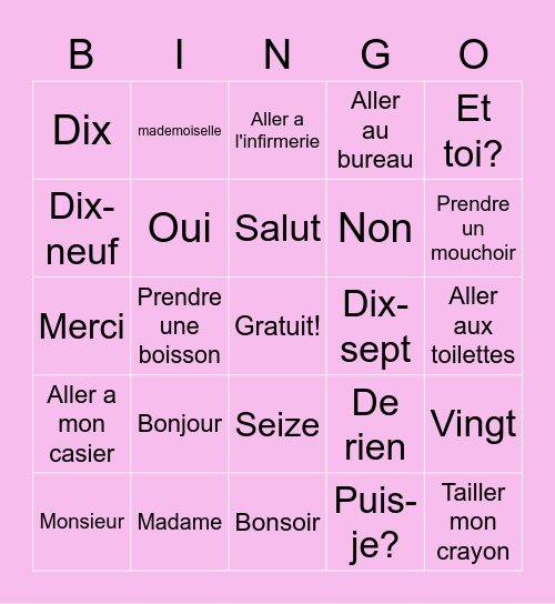 Kenzie Makosky :) :D Bingo Card