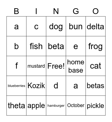 WAB - Saturday Afternoon Bingo Card