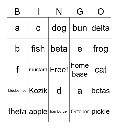 WAB - Saturday Afternoon Bingo Card