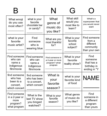 ICE BREAKER BINGO Card