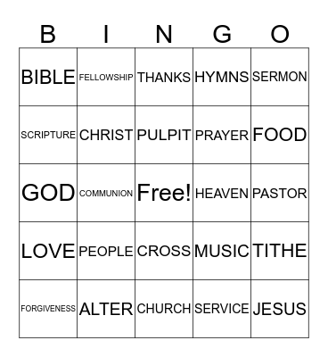 FELLOWSHIP BINGO  Bingo Card