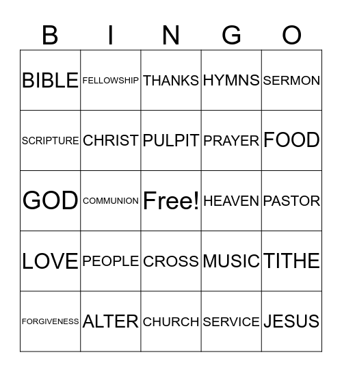FELLOWSHIP BINGO  Bingo Card