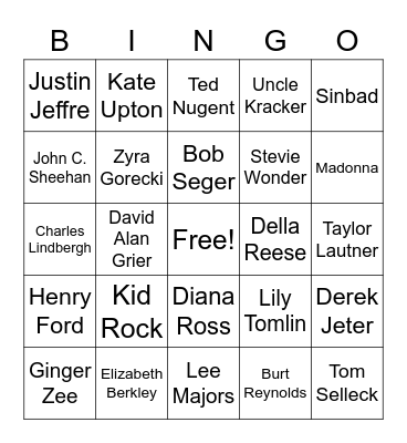 Famous People from Michigan 3 Bingo Card