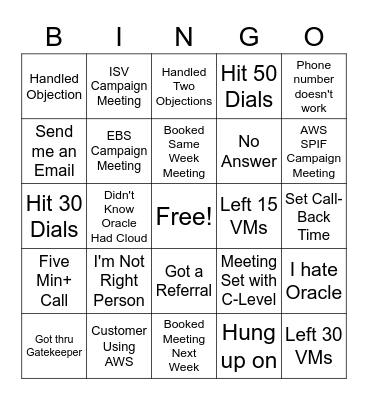Call Blitz Bingo Card