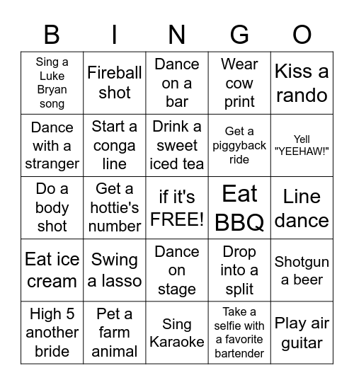 TAYLOR'S NASH BASH Bingo Card