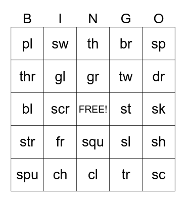 Letter Blend Bingo Card