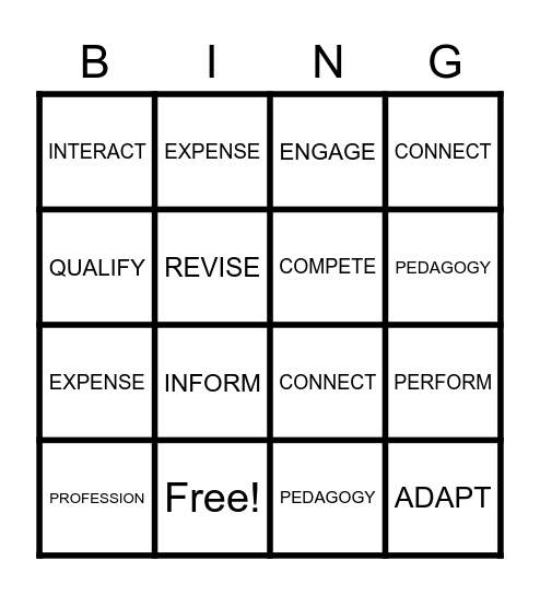 Suffix Bingo Card