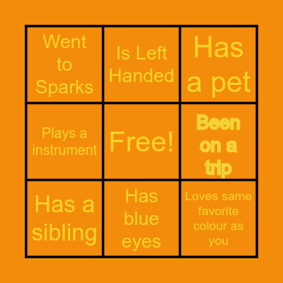 Find a Friend Bingo Card