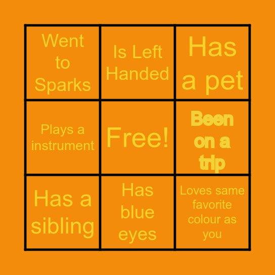 Find a Friend Bingo Card