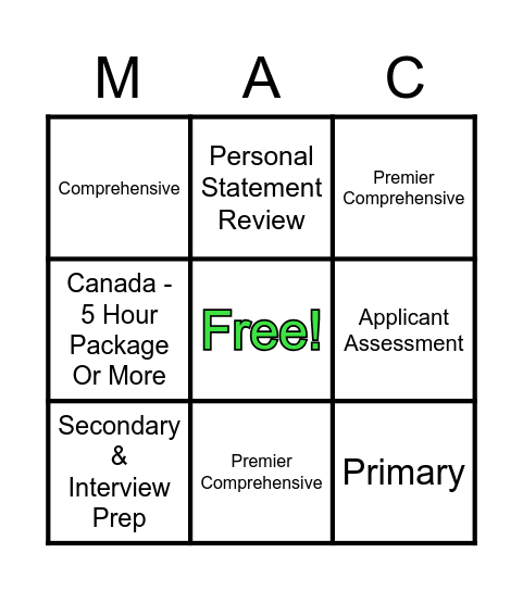 MAC Blackout Bingo Card