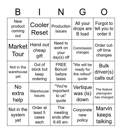 PBV Bingo Card