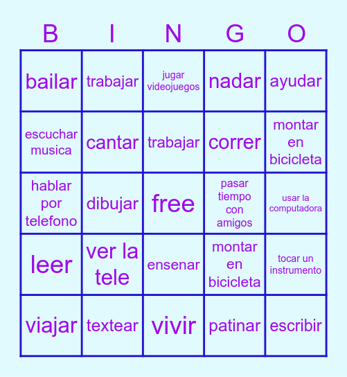 spanish 1A Bingo Card