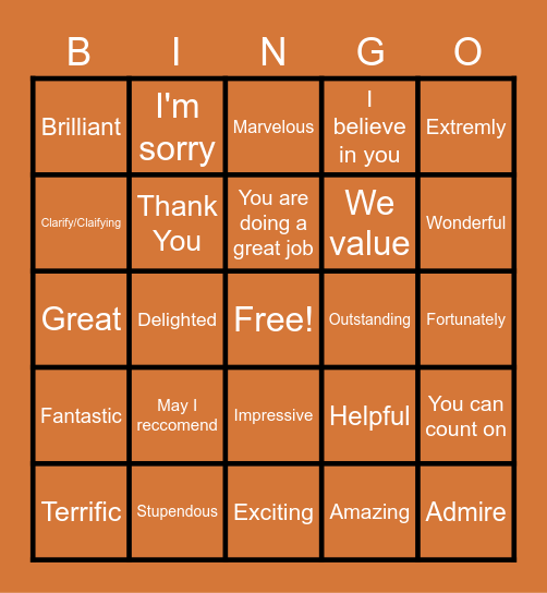 Spooky Acknowledgement Bingo Card