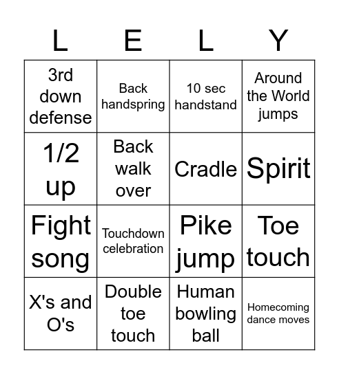 Cheer Bingo Card