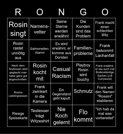 Rongo Bingo Card