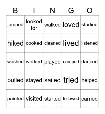past simple - regular verbs Bingo Card