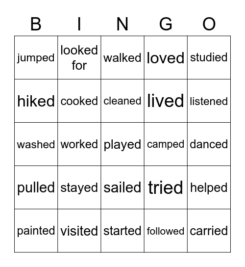 past simple - regular verbs Bingo Card