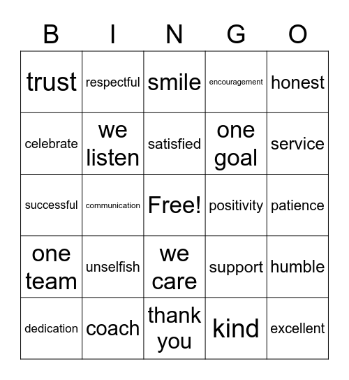 CUSTOMER SERVICE WEEK Bingo Card